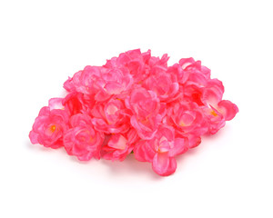 Fototapeta premium pink rose artificial flower on white background
