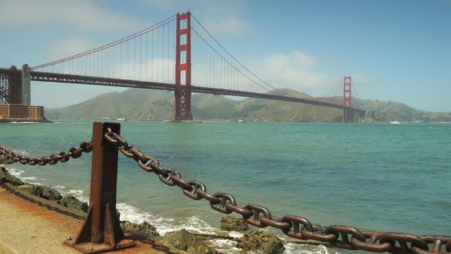 Golden Gate Bridge from Docks, San Francisco Bay, California, Static