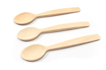 Wooden spoons isolated on white