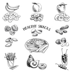 Healthy food. Vector illustration in sketch style. 