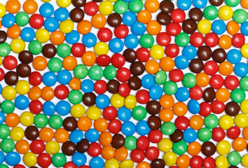 Fototapeta na wymiar Close up of a pile of colorful chocolate coated candy