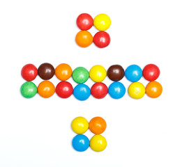 symbol sign segmentation of colorful candy on a white background