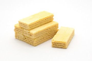 Homemade sweet vanilla waffle on white background