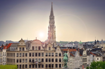 Cityscape of Brussels during sunset
