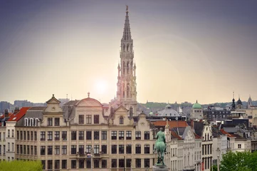 Wall murals Brussels Cityscape of Brussels during sunset