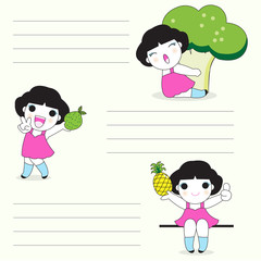 Healthy Food Character paper note illustration set