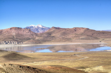 Fototapeta na wymiar Lagoon in the Andean highlands in Bolivia 