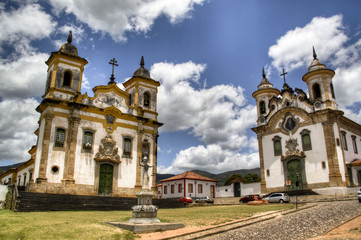 Obraz premium Cathedrals on the square of Mariana, Brazil 