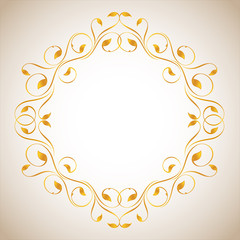 Vintage frame in gold. Symmetric inward