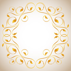 Vintage frame in gold. Symmetric inward