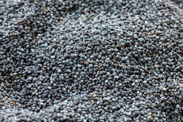 Macro of dried poppy seeds as a background.