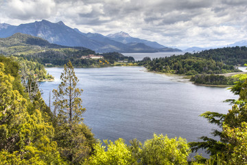 Naklejka na ściany i meble View over the lakes on Circuito Chico near Bariloche, Argentina 