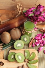 Kiwi fruit juicy green and kiwi juice delicious.