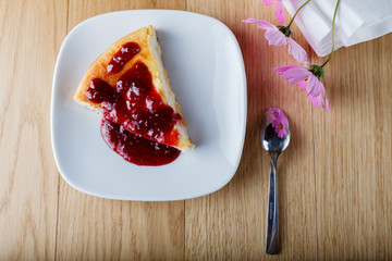 cottage cheese casserole with raspberry jam