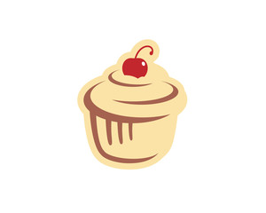 illustration of cupcake with cherry topping