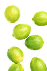 Surface covered with multiple ripe limes, composition isolated