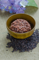 Cooked rice of Riceberry