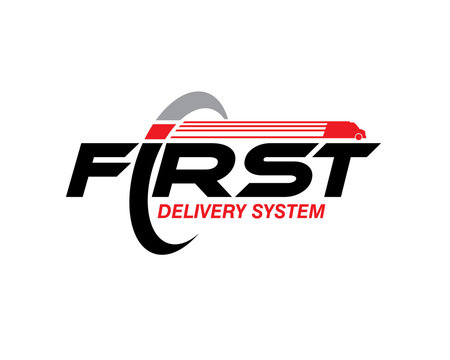 first delivery system wordmark for shipping company logo