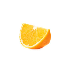 Slice section of orange isolated over the white background
