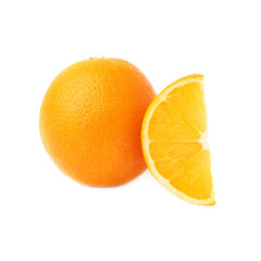 Served orange fruit composition isolated over the white