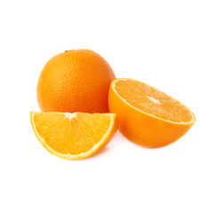 Served orange fruit composition isolated over the white