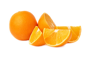 Served orange fruit composition isolated over the white