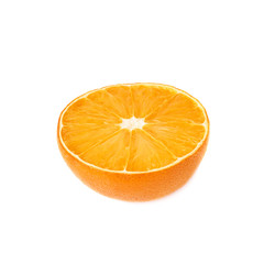 Dried orange cut in half isolated over the white background