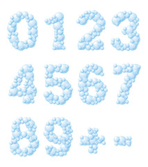 Vector bubble foam font, all digits