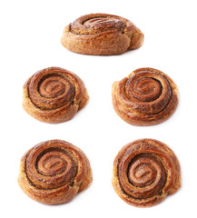 Sweet cinnamon bun roll isolated