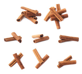 Pile of cinnamon sticks isolated