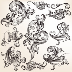 Collection of vector calligraphic flourishes and swirls