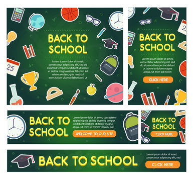Back to school banner set different sizes