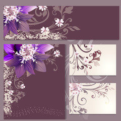 Floral templates or invitation with flowers