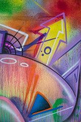 close-up detail of graffiti painting