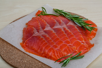 Sliced salmon