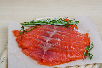 Sliced salmon