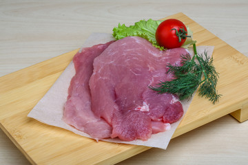Raw pork schnitzel