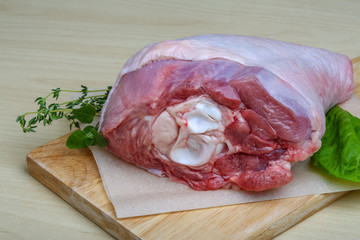 Raw turkey leg