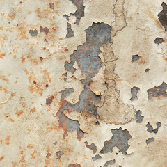 Old rusty metal plate with gray paint