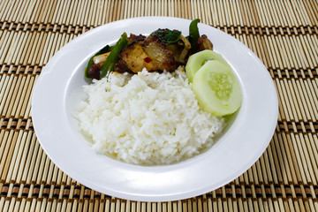 Rice and Stir-fried crispy pork