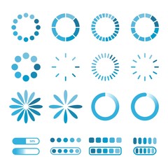 Loading Icons - Connecting Icons - Buffering Icons - Blue Color 