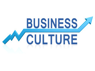 Business culture with blue arrow