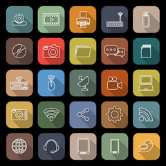 Hi-tech line flat icons with long shadow