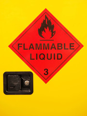 Flammable liquid cabinet door with warning sign and lock, Melbourne 2015 - 88721896