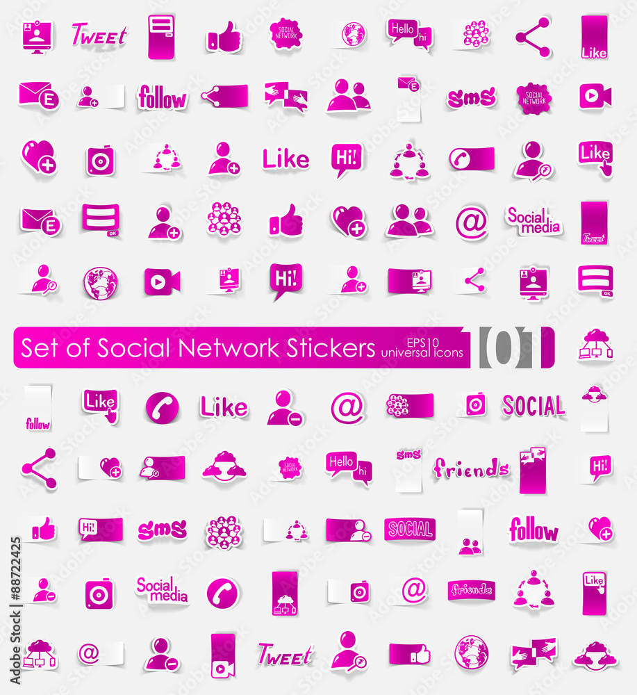 Canvas Prints set of social network stickers