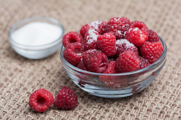 Raspberries and sugar