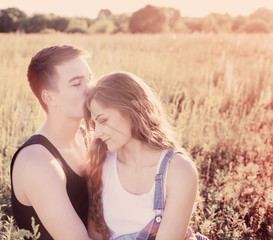 beautiful young couple outdoor