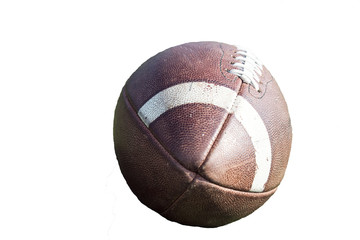 Close up of American football isolated