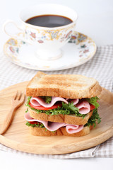 breakfast table with sandwich