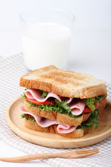 breakfast table with sandwich